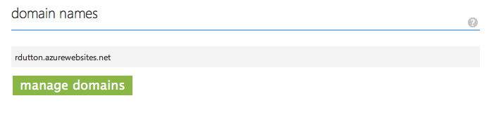 Azure Dashboard - Manage Domains