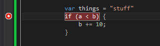 Placing a breakpoint